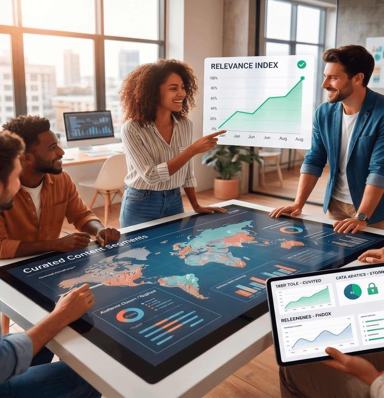 Media owners reviewing relevance analytics