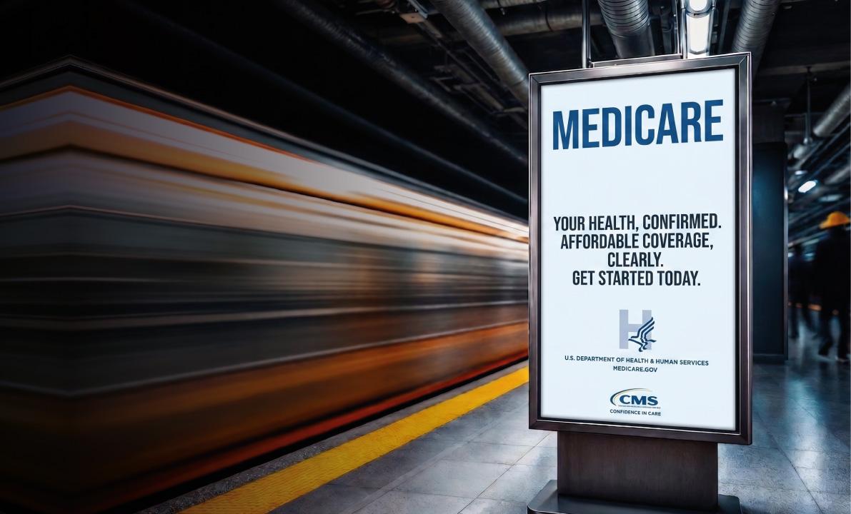 Display advertising on a digital screen in a subway station