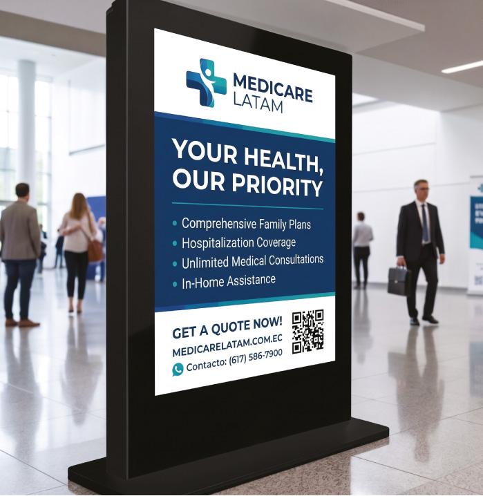 Digital kiosk displaying a DOOH advertising campaign